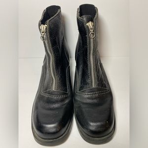 Vtg Y2K MIA Chunky Leather Shoes Boots Womens 10M Black Zipper Zip 90’s Style